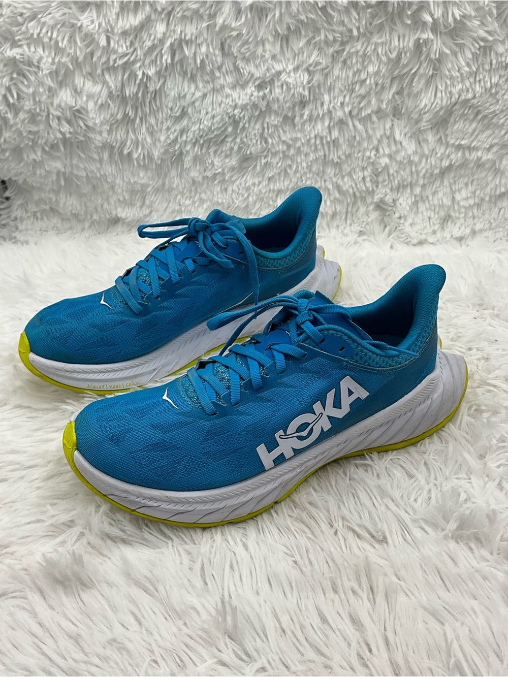 HOKA One One Running Shoes Size Men 6.5 Women 8 Blue Carbon X